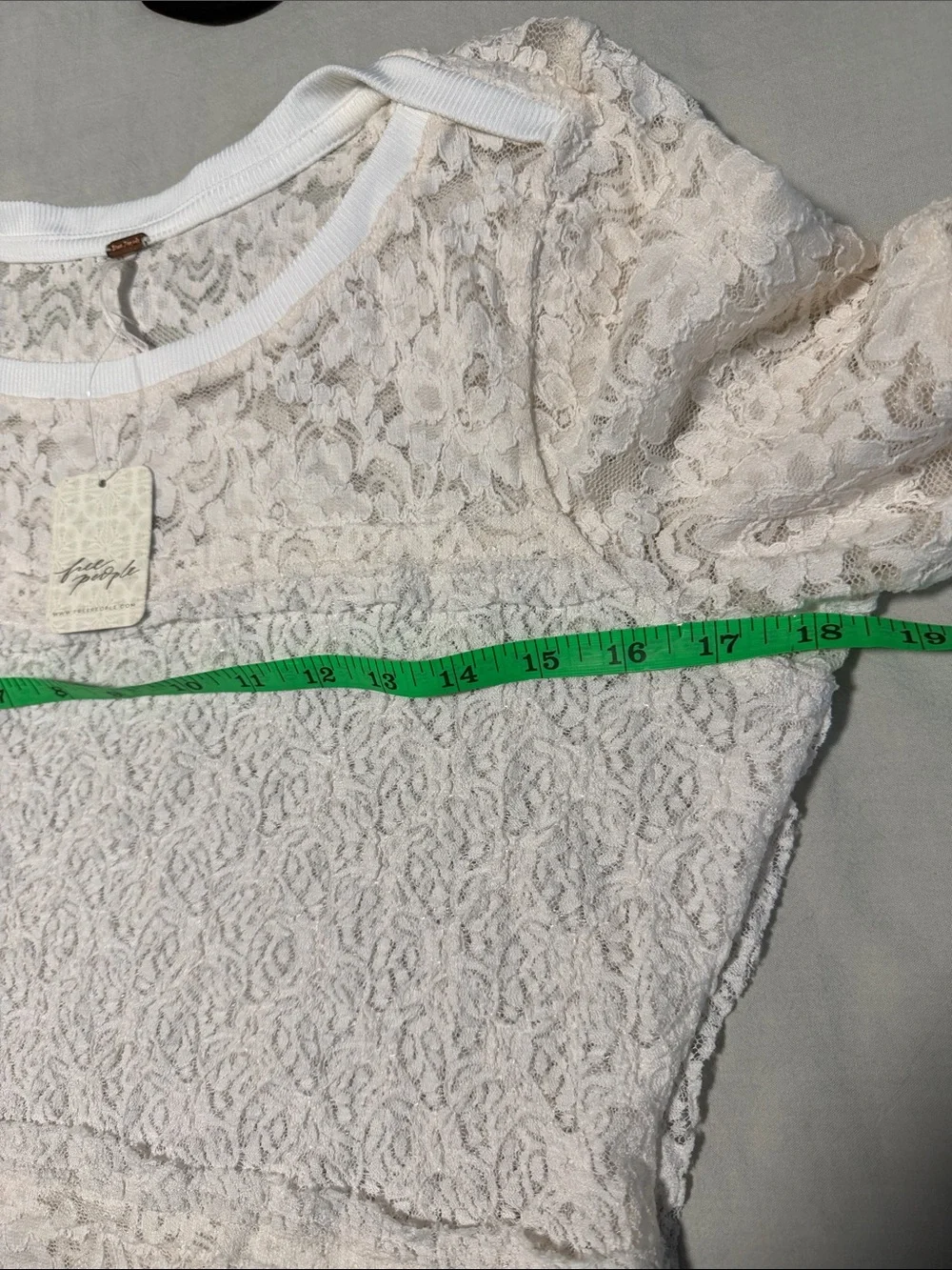 Free People Sheer Lace Flared Long Sleeve Top in Sugar Swizzle